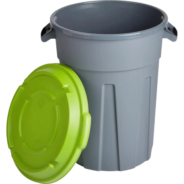Бак для мусора и отходов 80 л с крышкой пластик серый/зелёный (67.5x57.3x57.3 см) 853305 - МСК «Форвард»