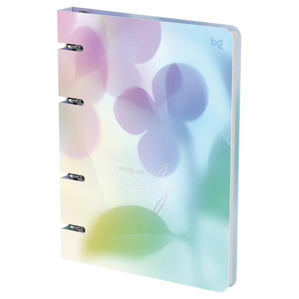 Тетрадь на кольцах А5, 120л., BG "Хорошие вибрации", картон, софт-тач ламинация, тиснение фольгой 382721 - МСК «Форвард»