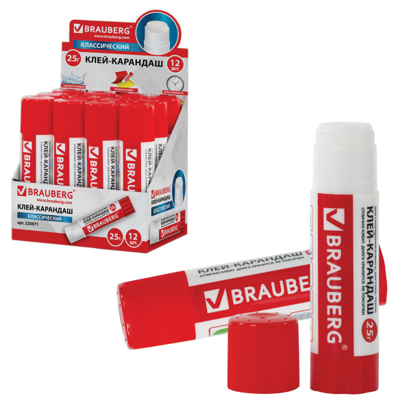 Клей-карандаш BRAUBERG 25 г, 220871