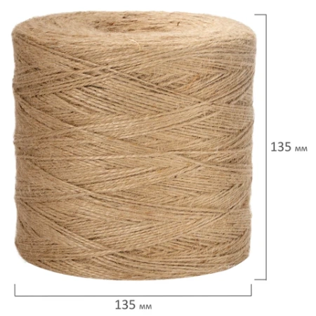 Шпагат джутовый полированный длина 900 м диаметр 2 мм, 3-х ниточный, BRAUBERG, 607946 - МСК «Форвард»