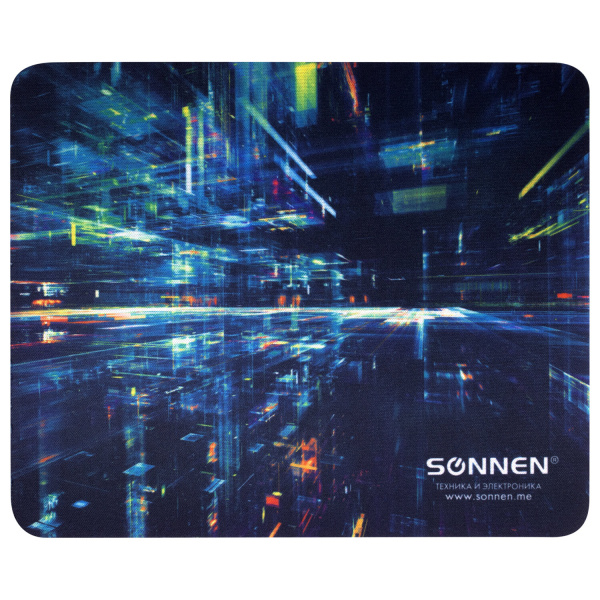 Коврик для мыши SONNEN "SINGULARITY", резина+ткань, 220х180х3 мм, 513293