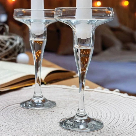 Подсвечник, 170 мм, КОМПЛЕКТ 2 штуки, стекло, PASABAHCE "БЕЙЗИК", фирменная подарочная упаковка, 44021 700581 - МСК «Форвард»