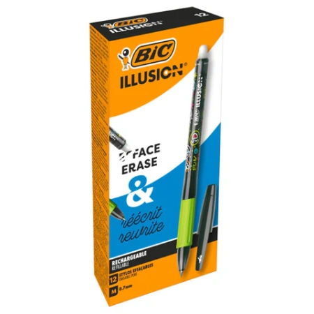 Ручка стираемая гелевая с грипом BIC "Gelocity Illusion", ЧЕРНАЯ, корпус черный, линия 0,3 мм, 516523 144419 - МСК «Форвард»