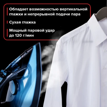 Утюг паровой SONNEN SI-2099, 2400 Вт, керамическое покрытие, антикапля, антинакипь, синий, 456996 - МСК «Форвард»