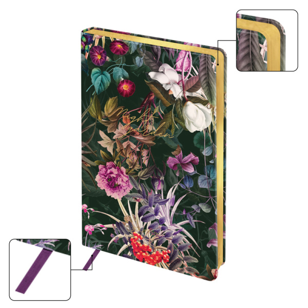 Ежедневник недатированный, А5, 136л., кожзам, Greenwich Line "Night garden. Dark persian", тон. блок ENA5_44979 342853 - МСК «Форвард»