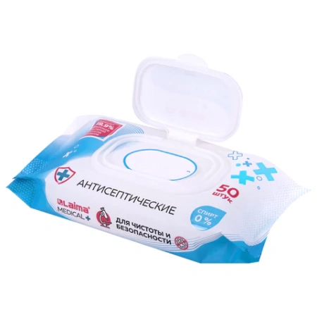 Дезинфицирующие салфетки бесспиртовые, для рук и любых поверхностей, 50 шт., LAIMA MEDICAL, 608764 Честный знак! - МСК «Форвард»