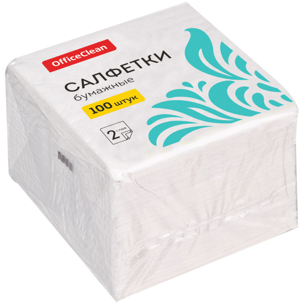 Салфетки бумажные OfficeClean, 2 слойн., 24*24см, белые, 100шт 309849 - МСК «Форвард»