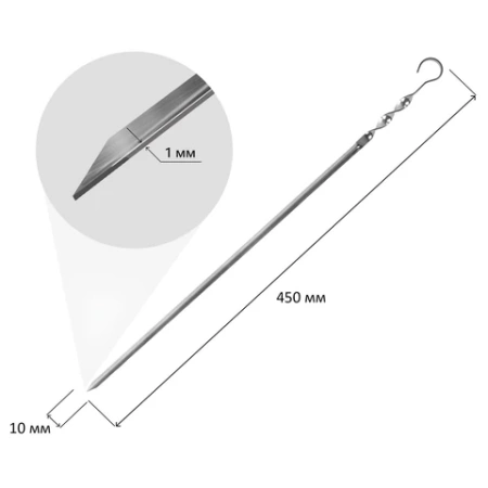 НАБОР угловых шампуров 6 шт. размер 450х10х1 мм, ЧЕХОЛ ДЛЯ ХРАНЕНИЯ В КОМПЛЕКТЕ, нержавеющая сталь, 701733 - МСК «Форвард»