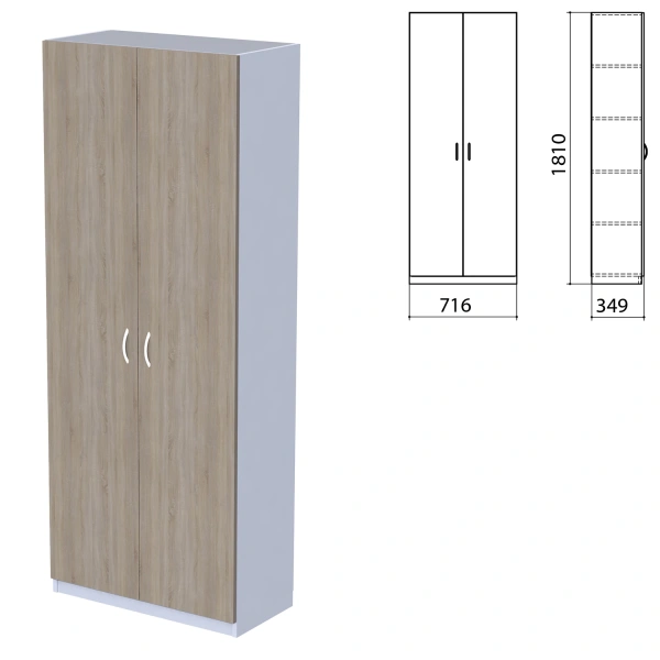 Шкаф закрытый "Бюджет", 716х349х1810 мм, дуб сонома (КОМПЛЕКТ)  982197