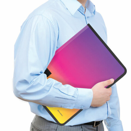 Папка объемная на молнии пластиковая BRAUBERG "Grade", А4, 330х240 мм, 600 мкм, желто-розовый градиент, 271976 - МСК «Форвард»