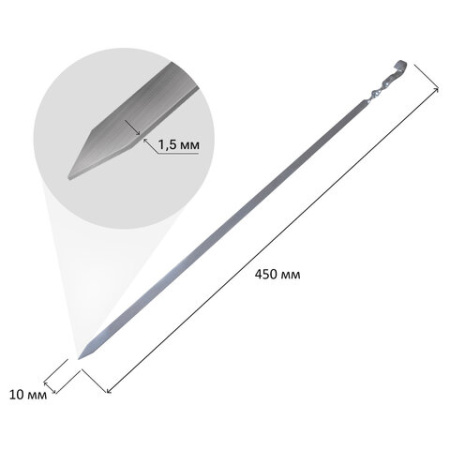 НАБОР плоских шампуров 6 шт. размер 450х10х1,5 мм, ЧЕХОЛ ДЛЯ ХРАНЕНИЯ В КОМПЛЕКТЕ, нержавеющая сталь, 701735 - МСК «Форвард»