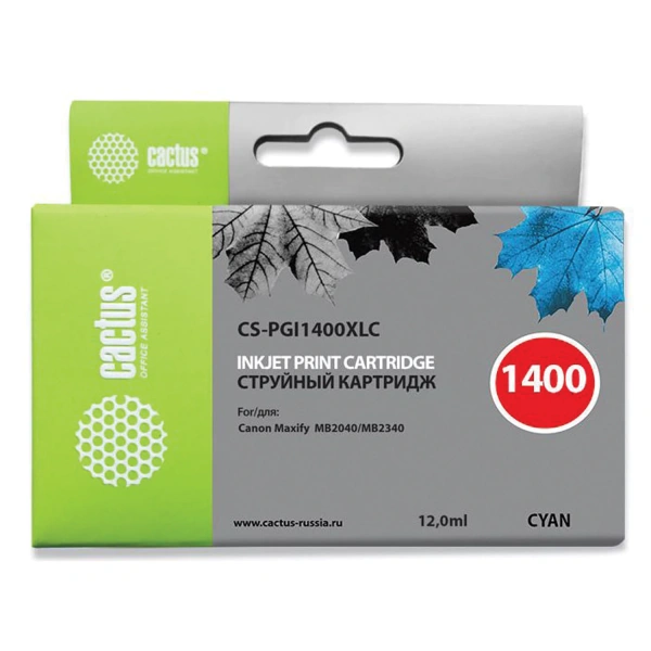Картридж струйный CACTUS (CS-PGI1400XLC) для CANON МВ2040/МВ2340, голубой CS-PGI1400XLC 362767