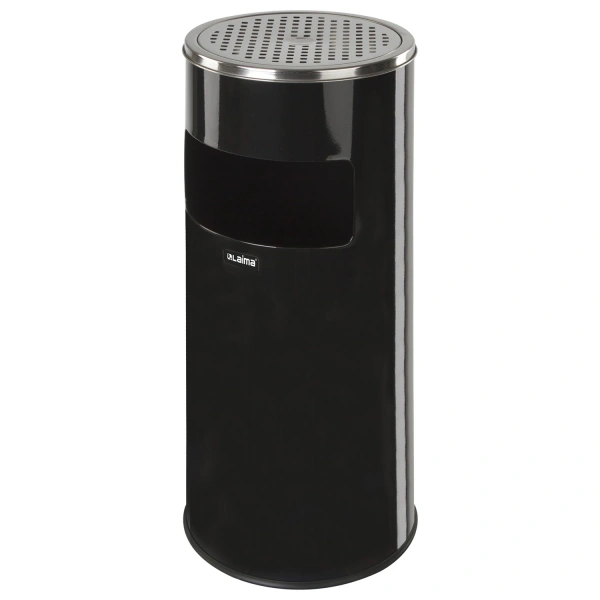 Урна с пепельницей 27 литров, 600х250мм, нержавеющая сталь, черная, LAIMA PROFESSIONAL, 606300