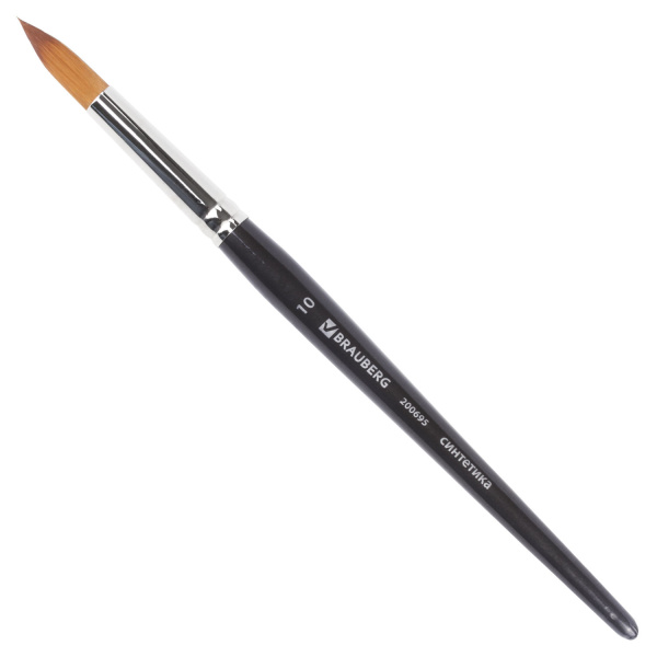 Кисть художественная проф. BRAUBERG ART CLASSIC, синтетика мягкая под колонок, кругл, № 10, кор руч 200695