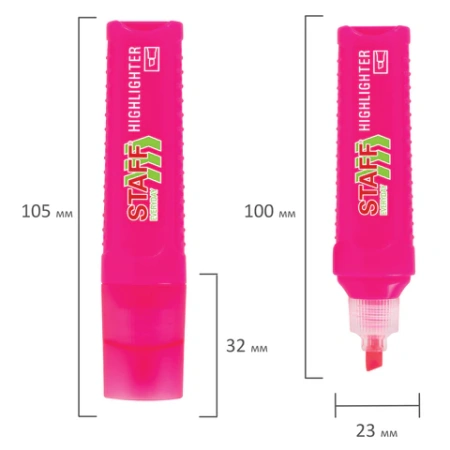 Текстовыделитель STAFF "EVERYDAY HL-707", РОЗОВЫЙ, линия 1-5 мм, скошенный наконечник, 152544 - МСК «Форвард»