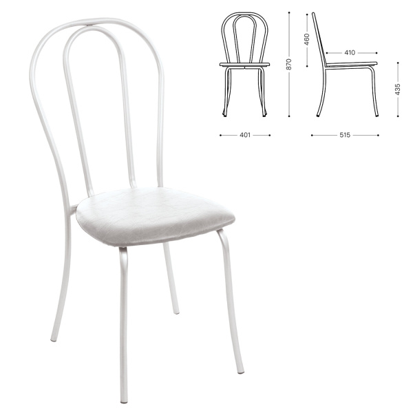 Стул д/столовых, кафе, дома "Вереск", белый каркас, кожзам светло-серый, СМ7/6-05 К-05 530666