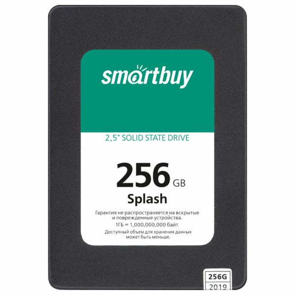 Твердотельный накопитель SSD SMARTBUY Splash 256GB, 2,5", SATA III, черный, SBSSD-256GT-MX902-25S3 513606