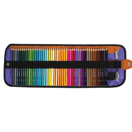 Карандаши цветные супермягкие яркие классические в пенале-скрутке BRAUBERG MAX 50 цветов + держатель и точилка, натуральное дерево, 182007 - МСК «Форвард»