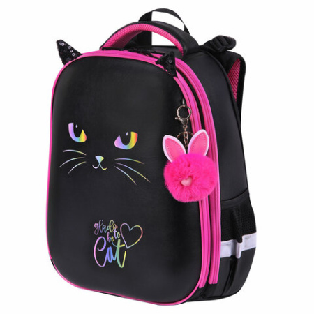 Ранец BRAUBERG SHINY, 2 отделения, с брелоком, "Glad to be cat", 38х28х14 см, 271382 - МСК «Форвард»