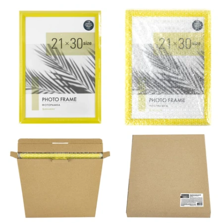 Рамка 21х30 см небьющаяся, багет 17,5 мм, пластик, BRAUBERG "Colorful", желтая, 391246 - МСК «Форвард»
