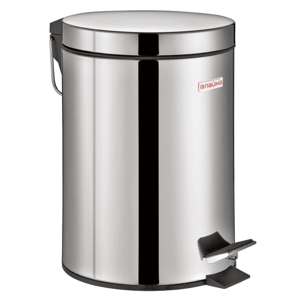 Ведро-контейнер для мусора (урна) с педалью LAIMA "Classic", 3 л, зеркальное, нержав. сталь, 604942