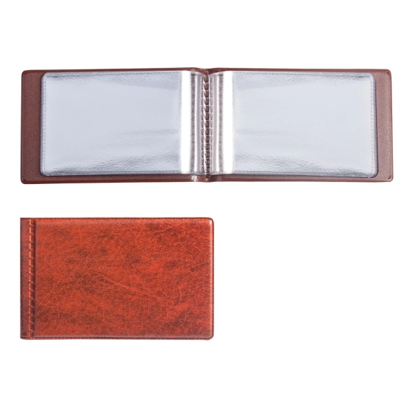 Визитница однорядная на 28 визитных, дисконтных или кредитных карт, коричневая, ДПС, 2054-104 235605