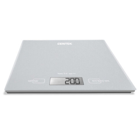 Весы кухонные CENTEK CT-2462 SILVER, электронный дисплей, max вес 5 кг, тарокомпенсация, стекло, CT-2462 Silver 457572 - МСК «Форвард»