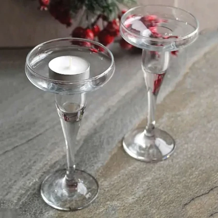 Подсвечник, 170 мм, КОМПЛЕКТ 2 штуки, стекло, PASABAHCE "БЕЙЗИК", фирменная подарочная упаковка, 44021 700581 - МСК «Форвард»