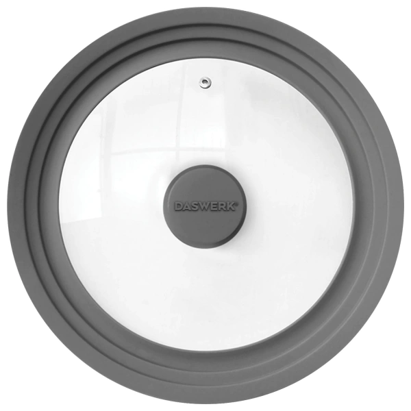 Крышка для любой сковороды и кастрюли универсальная 3 размера (22-24-26см) серая, DASWERK, 607588