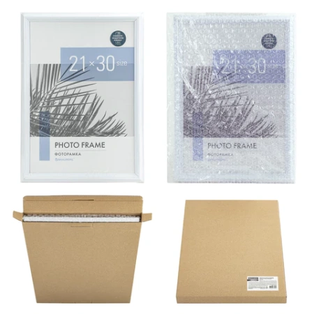 Рамка 21х30 см небьющаяся, багет 17,5 мм, пластик, BRAUBERG "Colorful", белая, 391241 - МСК «Форвард»