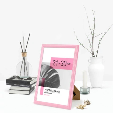 Рамка 21х30 см небьющаяся, багет 17,5 мм, пластик, BRAUBERG "Colorful", розовая, 391248 - МСК «Форвард»