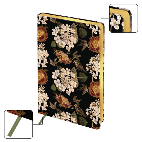 Ежедневник недатированный, А5, 136л., кожзам, Greenwich Line "Night garden. Dark olive", тон. блок ENA5_44975 342851 - МСК «Форвард»