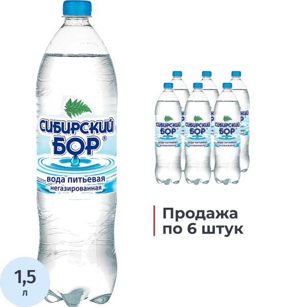 Вода питьевая Сибирский Бор негазированная 1.5 л КОМПЛЕКТ 6ШТ 2464850 - МСК «Форвард»