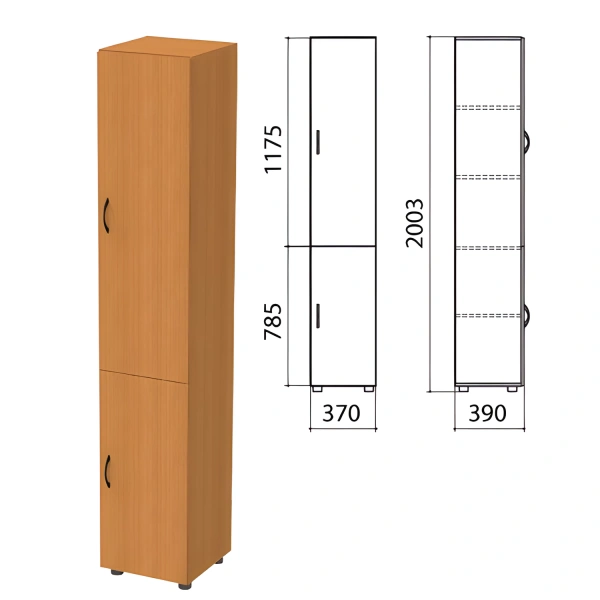 Шкаф закрытый "Фея", 370х390х2000мм, цвет орех милан (КОМПЛЕКТ) 980041