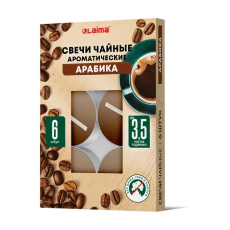 Свечи чайные ароматические в гильзе КОМПЛЕКТ 6 штук, до 3,5 часов горения, ассорти 4 аромата, LAIMA, 609977 - МСК «Форвард»
