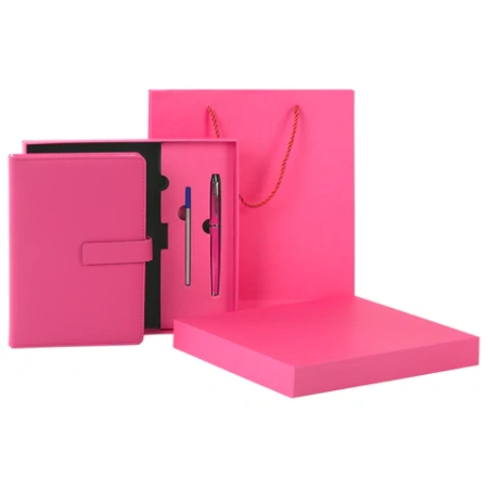 Ежедневник в подарочном наборе 5 в 1, А5, 145x212 мм, BRAUBERG "President", под кожу, 160 листов, розовый, 116852 - МСК «Форвард»