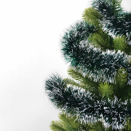 Мишура КОМПЛЕКТ 3 штуки, диаметр 100 мм, длина 2 м, зеленая с белыми кончиками, 592217 - МСК «Форвард»