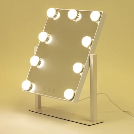 Зеркало для макияжа гримерное с подсветкой, 9 LED-ламп, 3 режима свечения, размер 25х30 см, работа от сети 220 V, цвет белый, BRABIX, 609335 - МСК «Форвард»