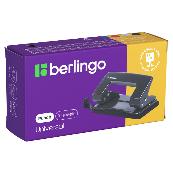 Дырокол Berlingo "Universal" 10л., металлический, черный, с линейкой DDm_10011 138286 - МСК «Форвард»