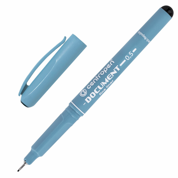 Ручка капиллярная (линер) ЧЕРНАЯ CENTROPEN "Document", трехгранная, линия 0,5мм, 2631/0,5 2 2631 010 142295