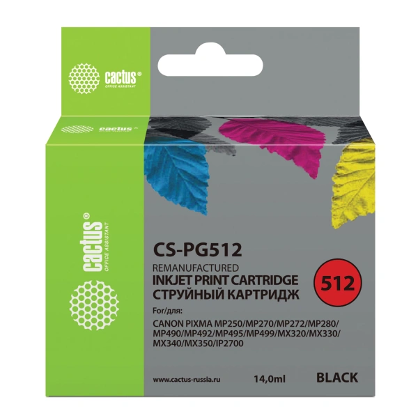 Картридж струйный CACTUS (CS-PG512) для CANON Pixma MP240, черный CS-PG512  362002 ПОД ЗАКАЗ 8 ДНЕЙ