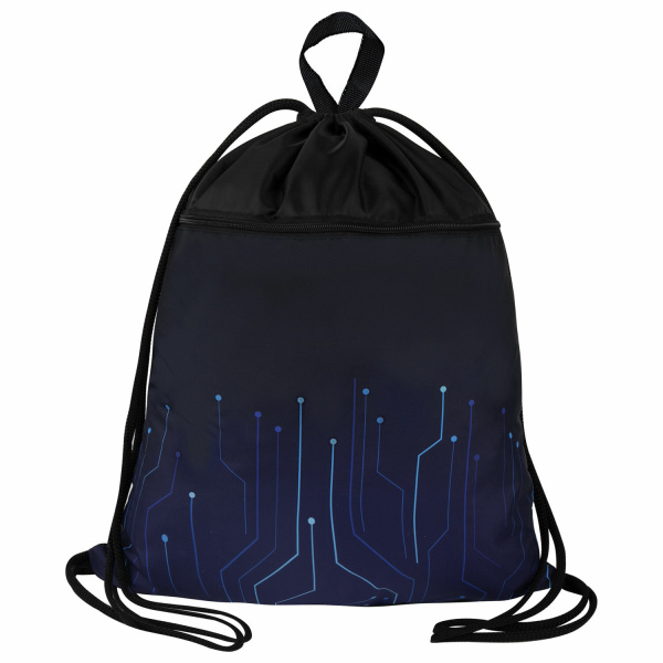 Мешок для обуви BRAUBERG БОЛЬШОЙ, с ручкой, карман на молнии, сетка, 49х41 см, Electro, 271061