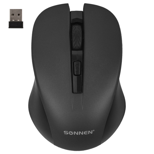 Мышь беспроводная с бесшумным кликом SONNEN  V18, USB, 800/1200/1600 dpi, 4 кнопки, черная,513514