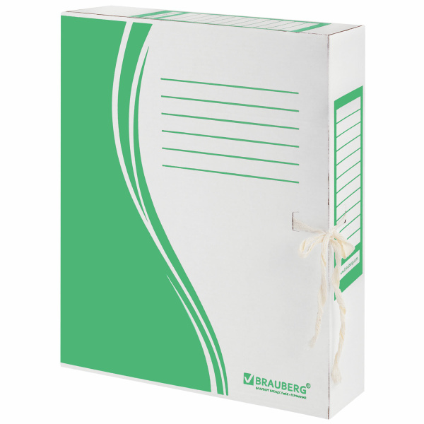 Папка архивная с завязками А4 (325х260мм), 75мм, до700л,плотн,микрогофрокартон,ЗЕЛЕН,BRAUBERG,124851