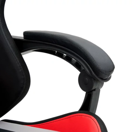 Кресло компьютерное CROMEX (КРОМЕКС) "Quantum GM-155 RGB", подсветка, две подушки, экокожа, черное/красное/серое, 532955 - МСК «Форвард»