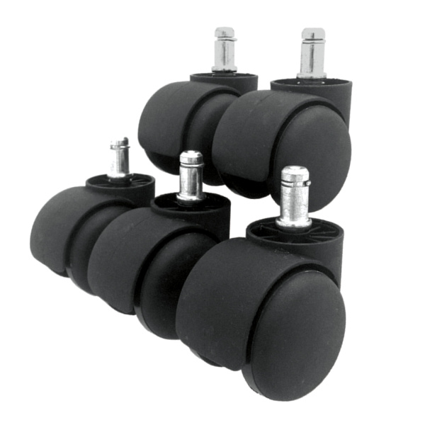 Колеса (ролики) для кресла, КОМПЛЕКТ 5шт., пластиковые, шток d11мм, цв.черный, RSA101, 531474