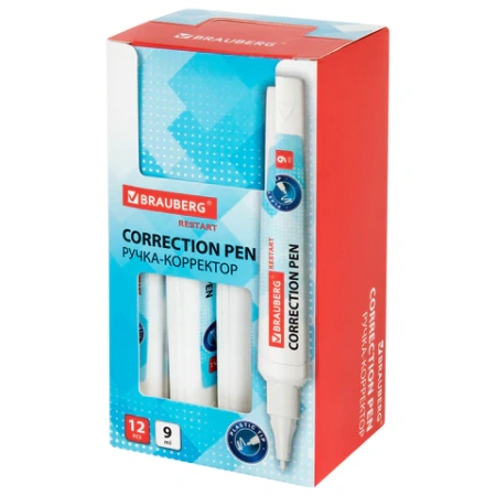 Ручка-корректор с улучшенным пластиковым наконечником BRAUBERG RESTART, 9 мл, 272685 - МСК «Форвард»