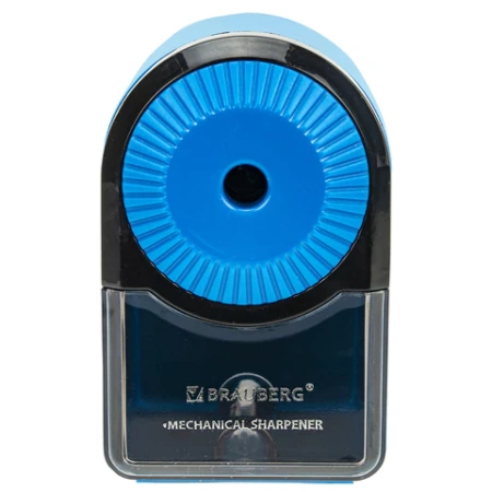 Точилка механическая BRAUBERG ULTRA для чернографитных и цветных карандашей, крепление к столу, цвет корпуса голубой с черным, 271342 - МСК «Форвард»
