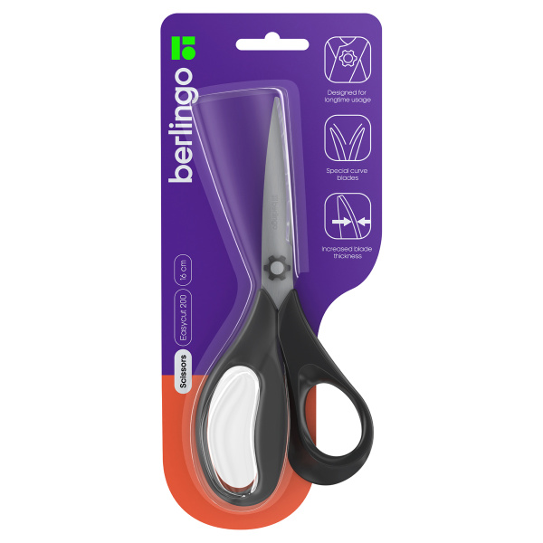 Ножницы Berlingo "Easycut 200" 16см, эргономичные ручки, европодвес DNn_16045 326311 - МСК «Форвард»
