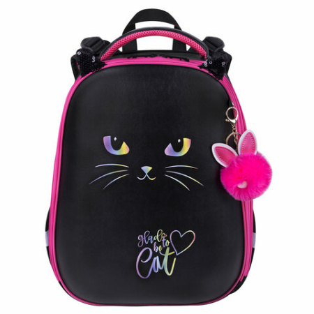 Ранец BRAUBERG SHINY, 2 отделения, с брелоком, "Glad to be cat", 38х28х14 см, 271382 - МСК «Форвард»